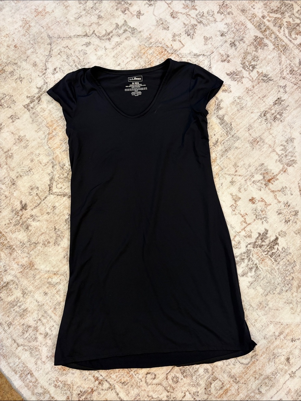 L.L. Bean Black Short-Sleeve Scoop Neck Tunic